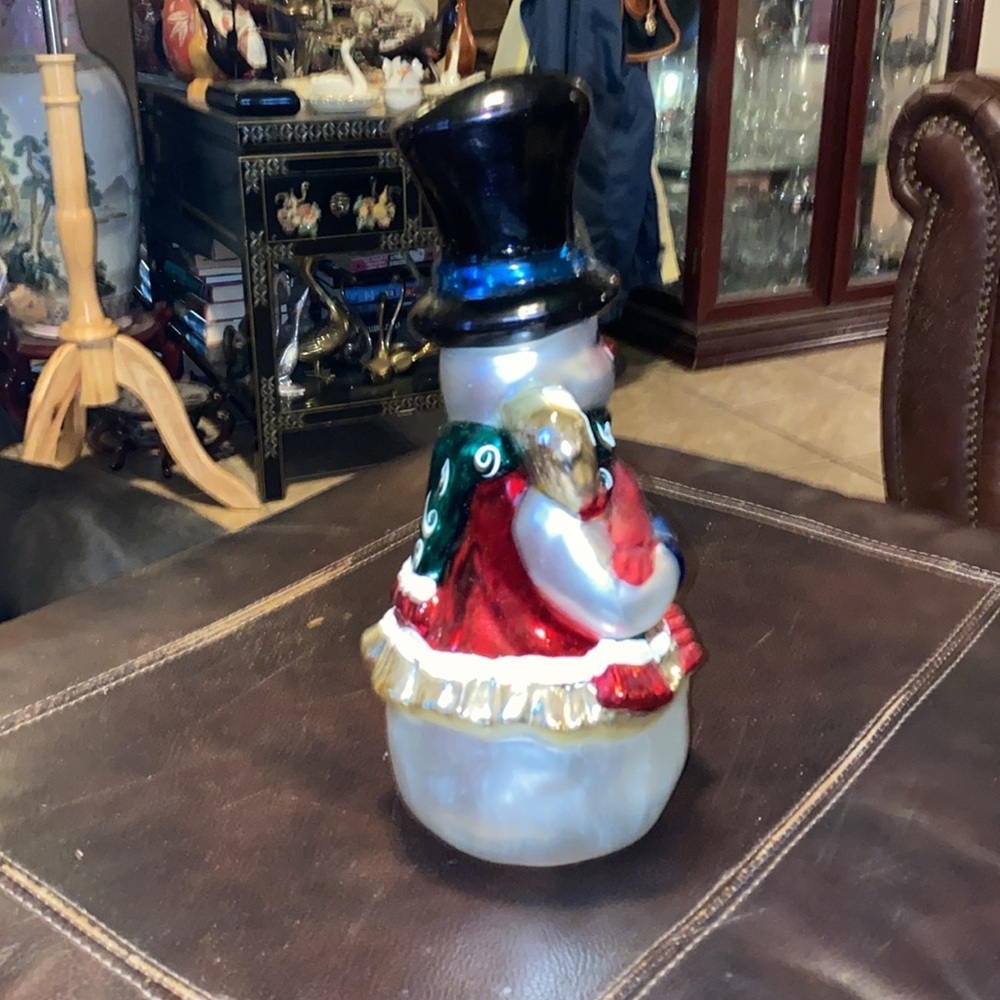 Rare Midwest Glass Snowman Centerpiece Mercury Glass Snowman Figurine - 12” tall - Picture 3 of 6